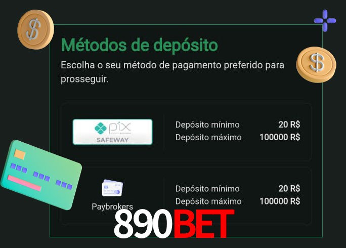 O cassino 890Bet oferece uma grande variedade de métodos de pagamento